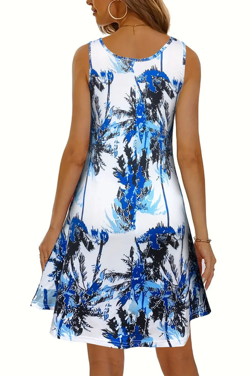'Vanya' Printed Wide Strap Mini Dress - Celes Fashion